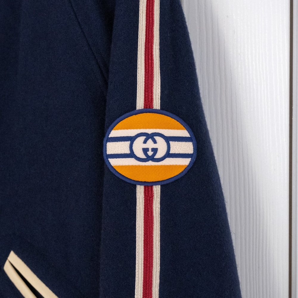 Gucci x Disney Men's Bomber Jacket Navy with Huey, Dewey and Louie Patch Size 48 - Picture 4 of 8